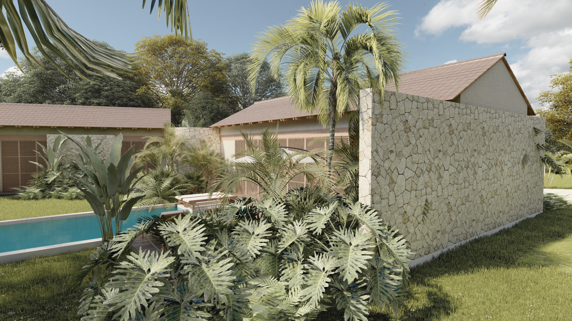 Diseño de fachadas y terrazas en vivienda campestre